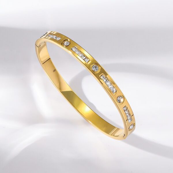 22K Gold Plated Stainless Steel white stone Bracelet BR58