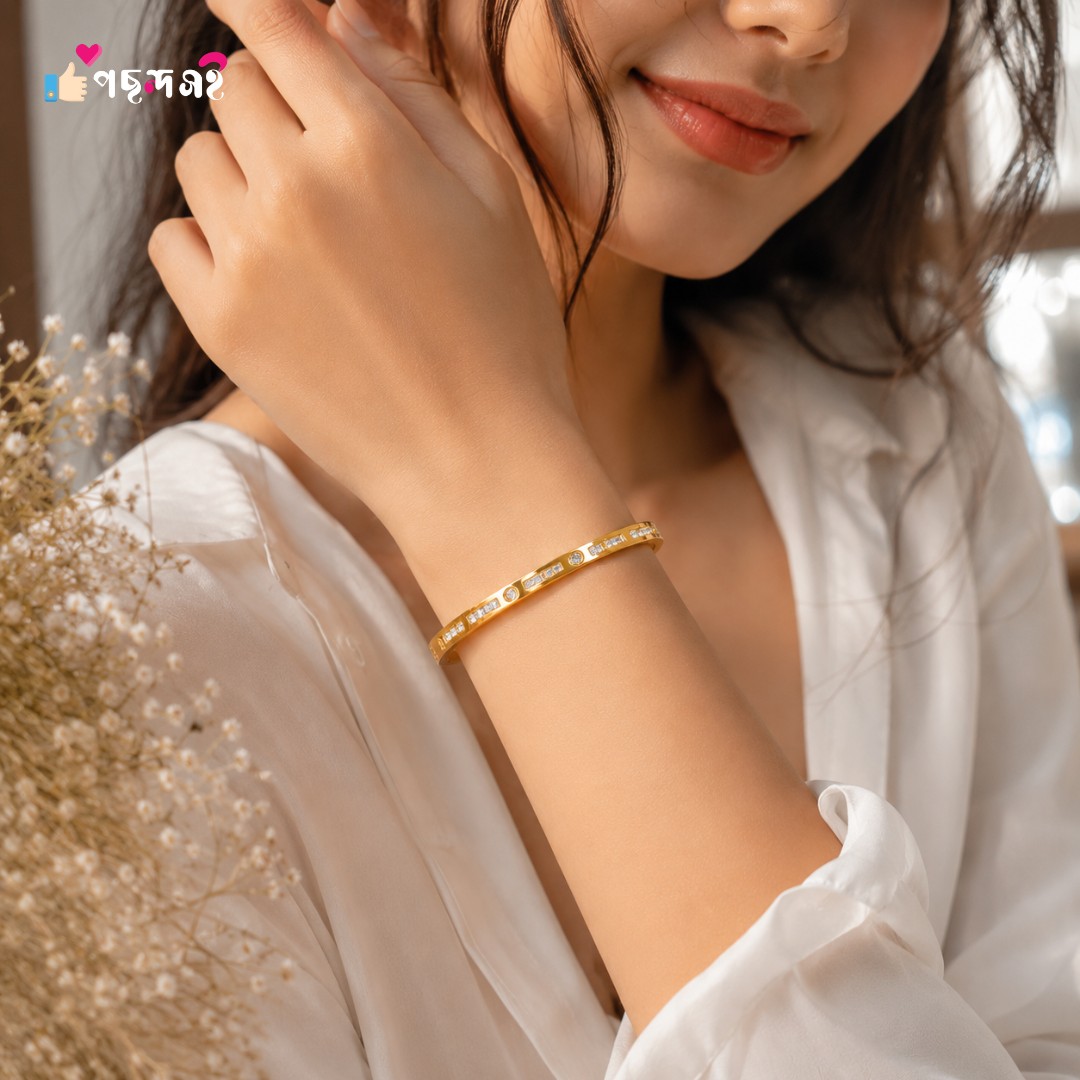 22K Gold Plated Stainless Steel white stone Bracelet BR58 - Image 3