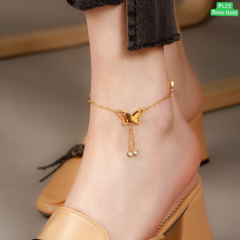 Double Butterfly 2 Hanging Stone Anklet Payel - Image 3