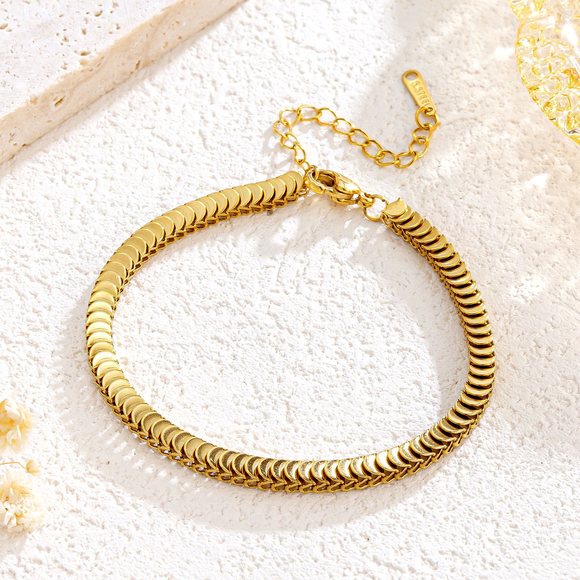 22 karet Stainless Steel Gold Plated Zebra Chain Bracelet - Image 2
