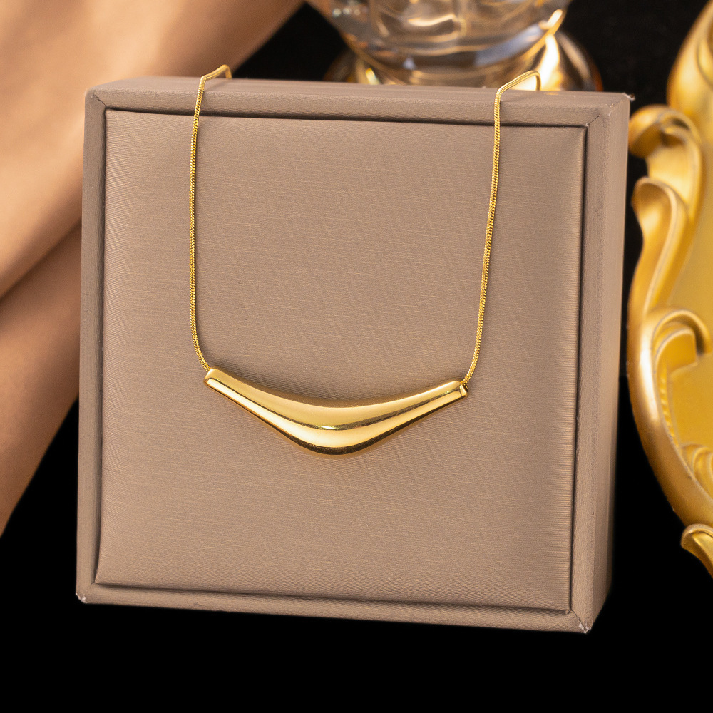 Golden Boomerang Hanging Pendant 22Karet Gold Plated Necklace