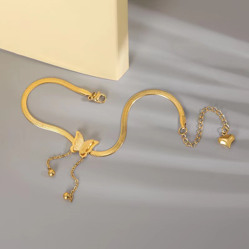 Alternative view of New 22k gold plated Butterfly snake anklet Payel PL-03