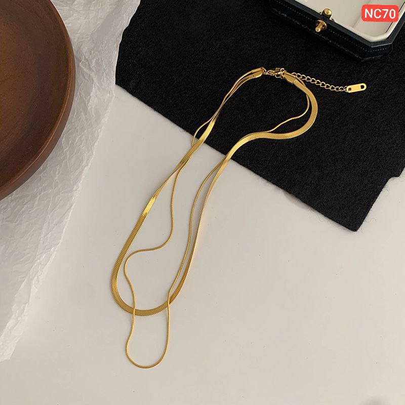 Alternative view of A layer thick and a layer thin 18K gold Necklace NC70