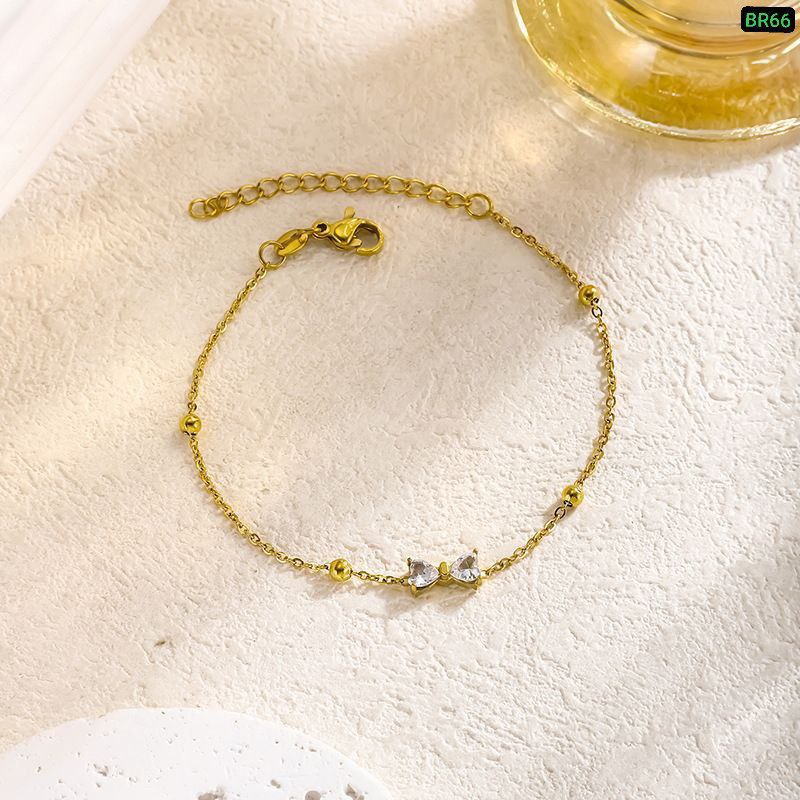Alternative view of Tie Design Zircon Stone Bracelet (Gold polis) Br66