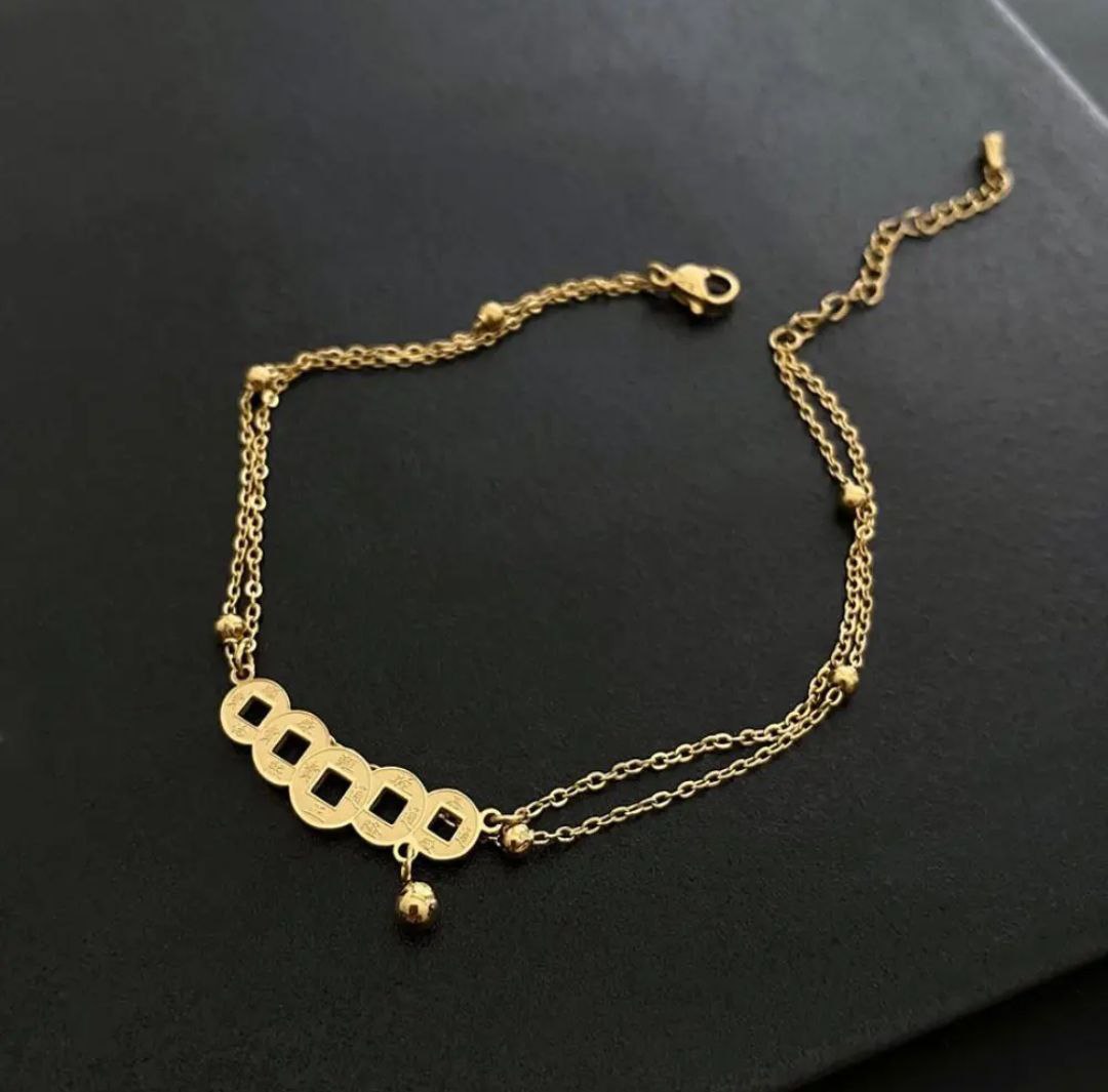Double chain copper coin anklet payel PL-11 - Image 3