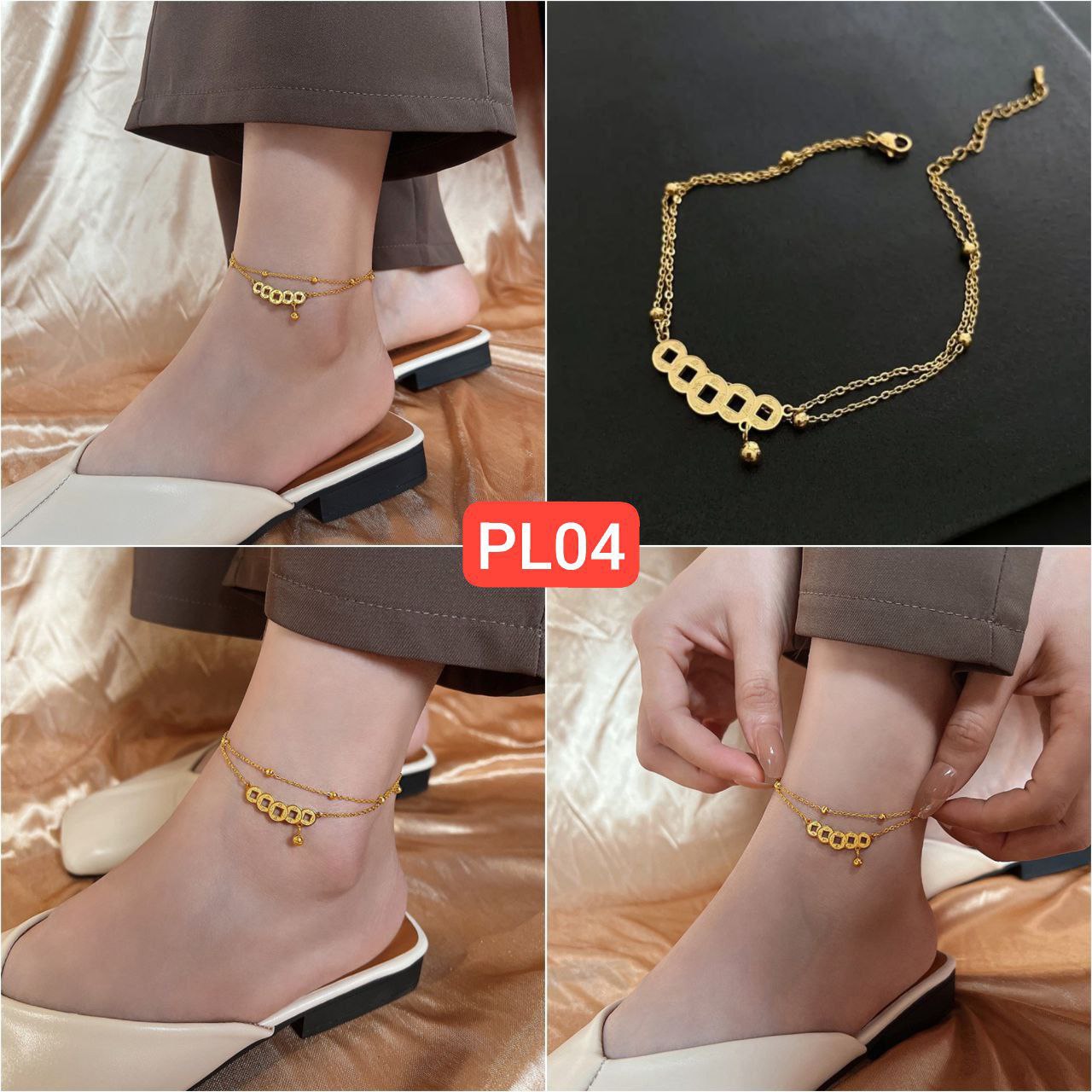 Double chain copper coin anklet payel PL-11 - Image 7