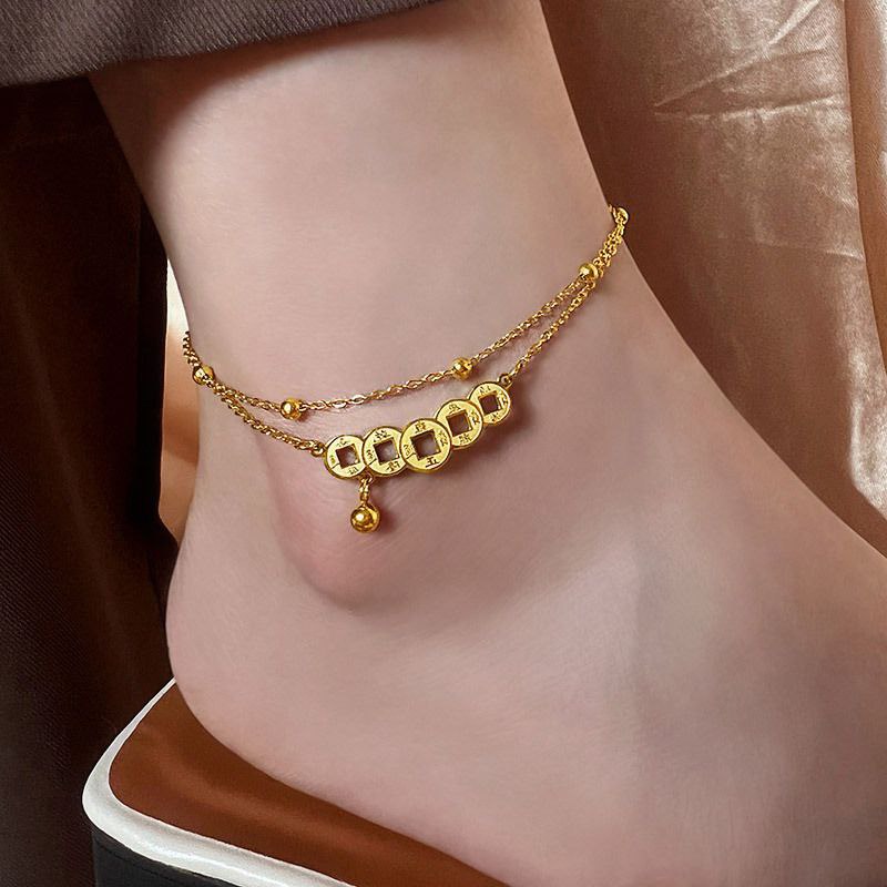 Double chain copper coin anklet payel PL-11 - Image 6