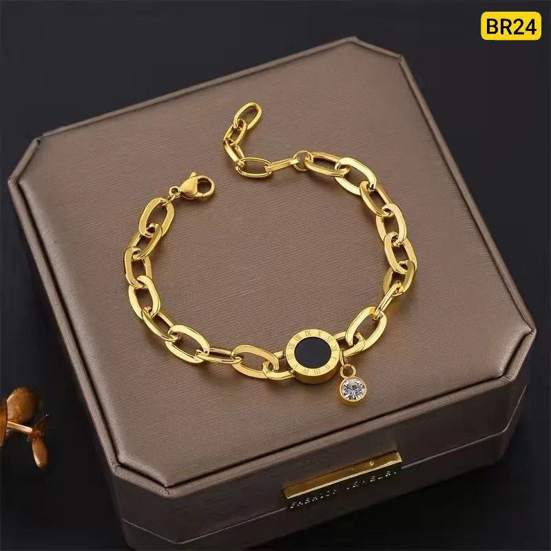 Roman numeral titanium steet plated 22K gold Bracelet - Image 4