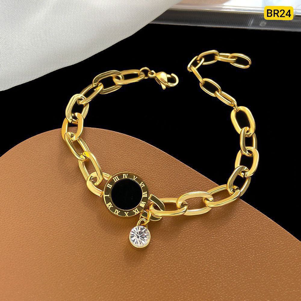 Roman numeral titanium steet plated 22K gold Bracelet - Image 3