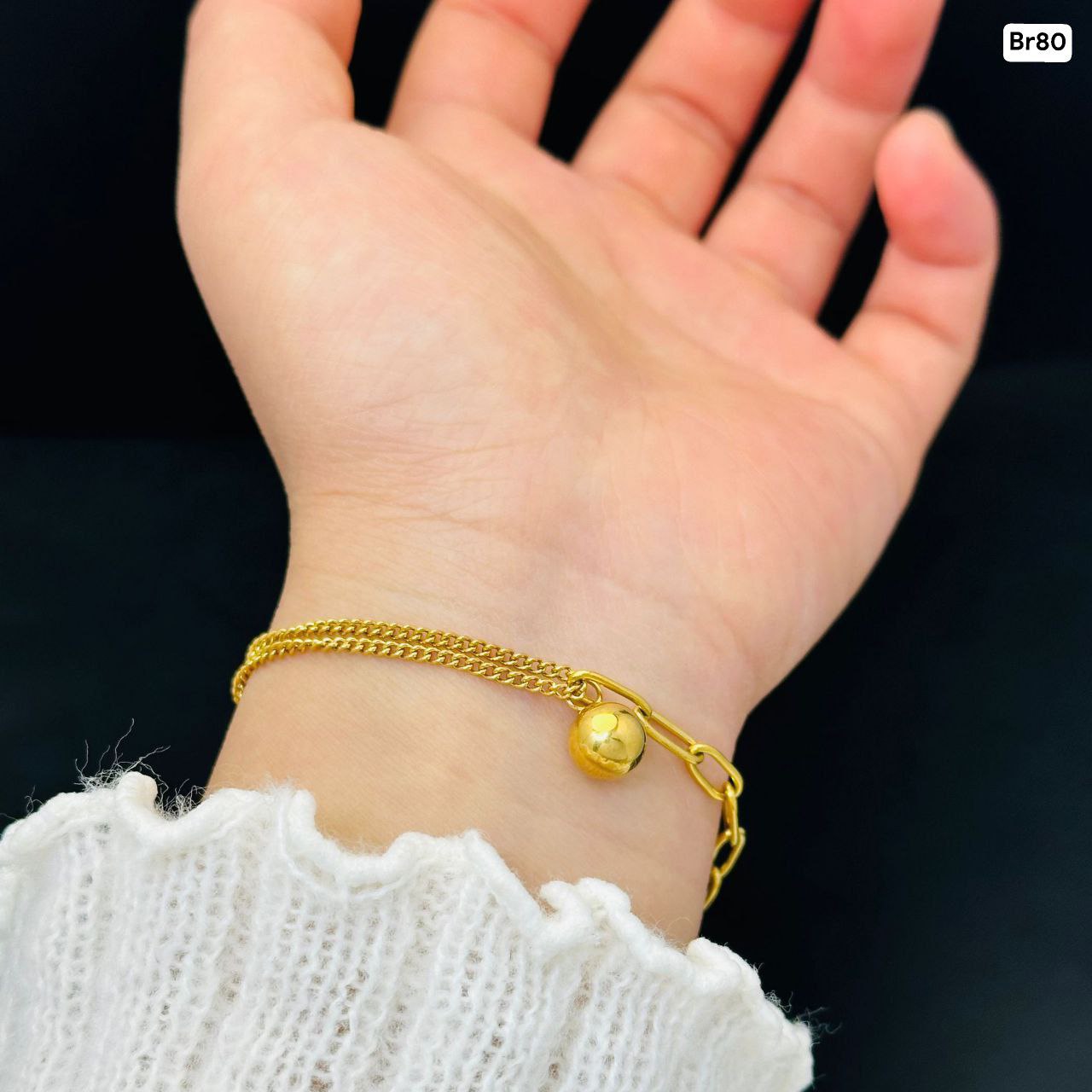 One ball Bead chain 2 layer Bracelet Br03 - Image 3