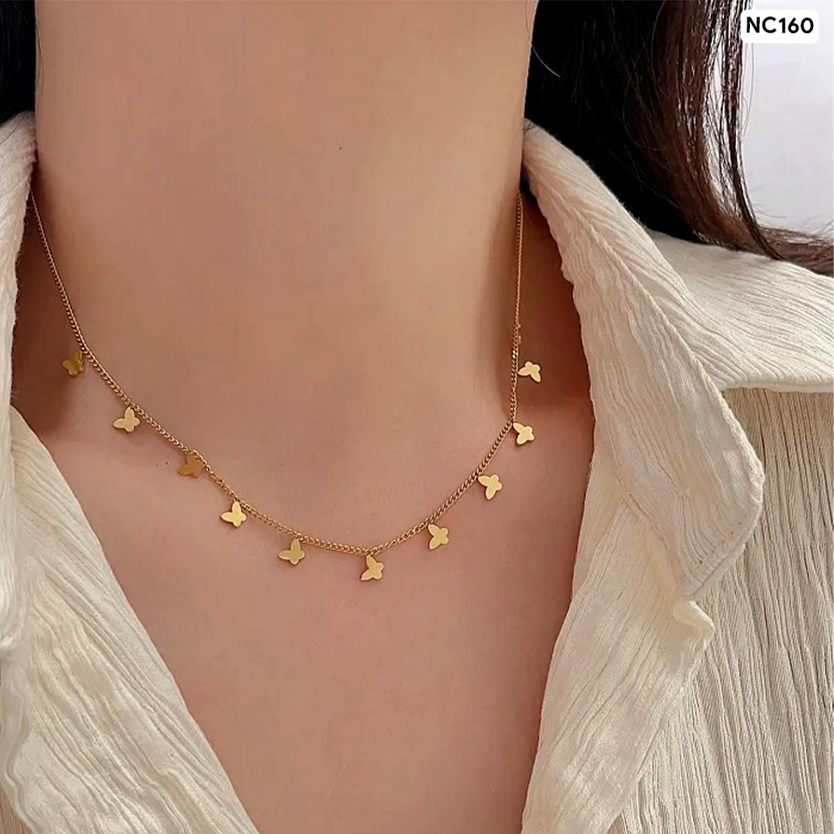 Alternative view of Multi Butterfly 18K Gold Necklace NC160