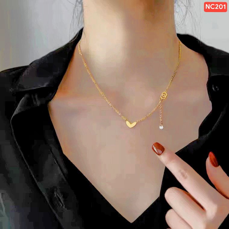 18K gold plated 2 Inter Circle love stone Necklace NC201