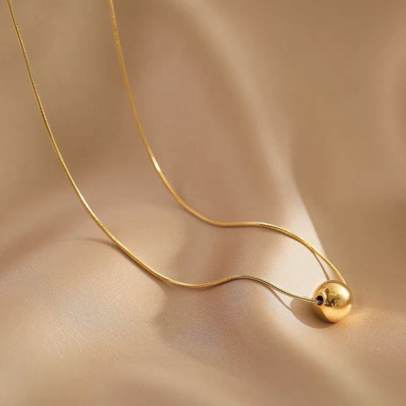 18K gold plated One Golden Ball shining chain Necklace NC04