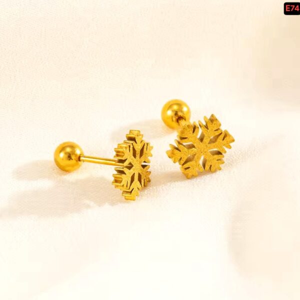 Snow Crystal shining with attach pin 22karet  Gold plated Earrings