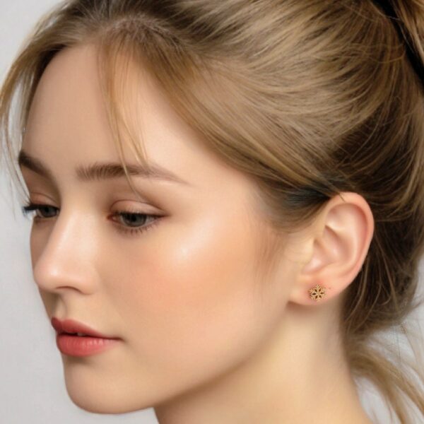 Alternative view of Snow Crystal shining with attach pin 22karet  Gold plated Earrings