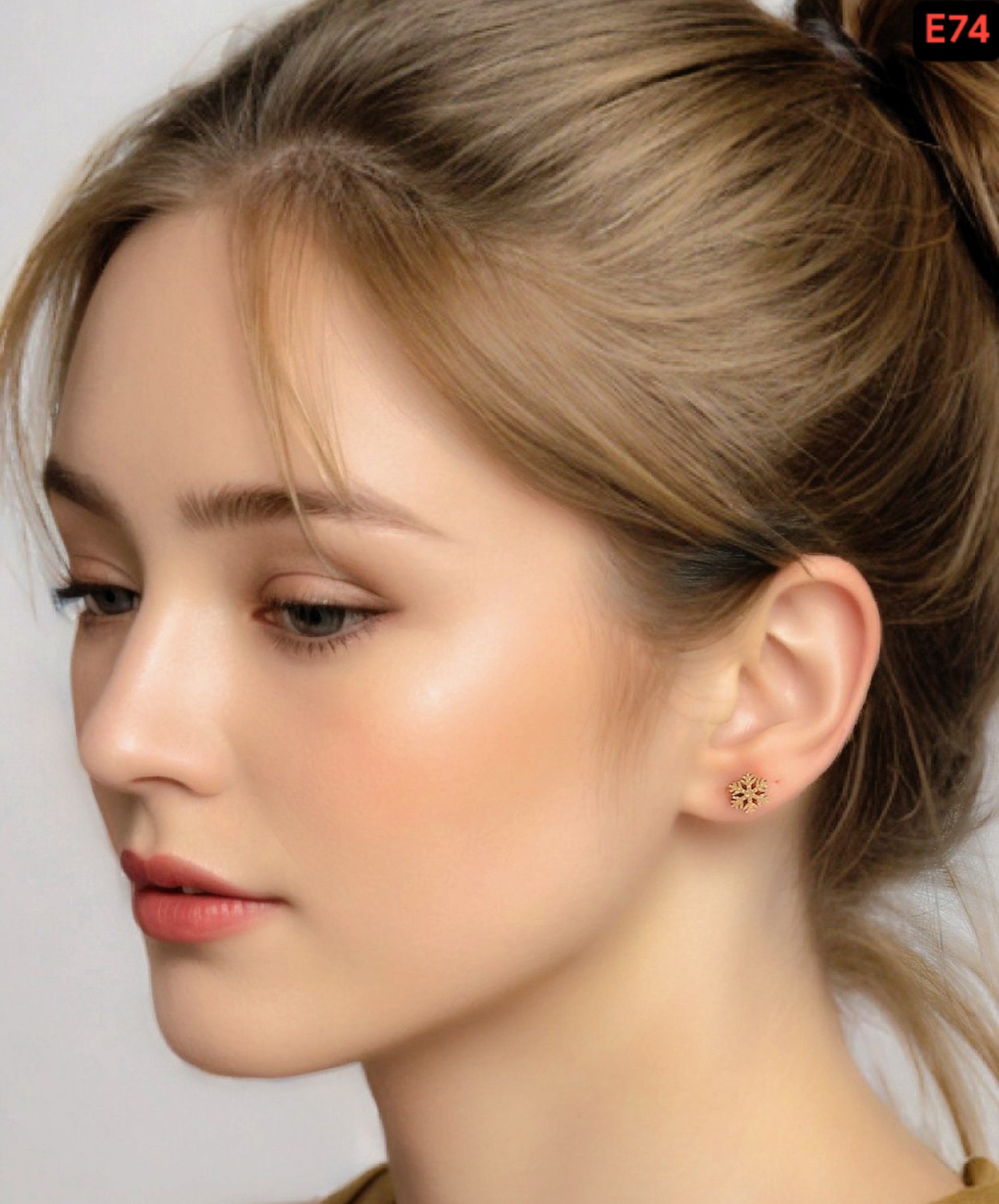 Snow Crystal shining with attach pin 22karet Gold plated Earrings - Image 2