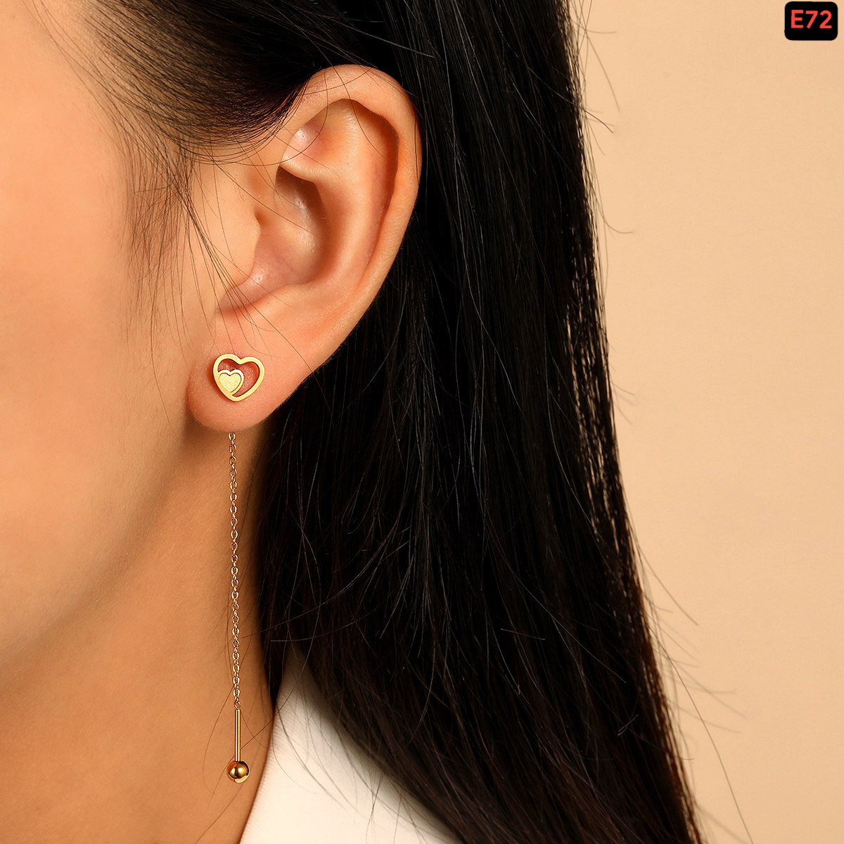 Alternative view of Double Love Shining gold plated sui suta earrings