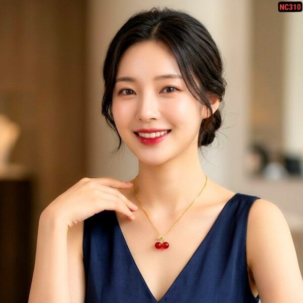 Two Cherry hanging pendant with 22karet Gold plated chain Necklace