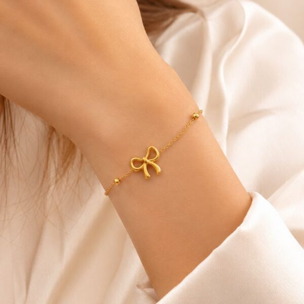 Alternative view of Tie Design Stainless Steel Gold Plated Chain Bracelet