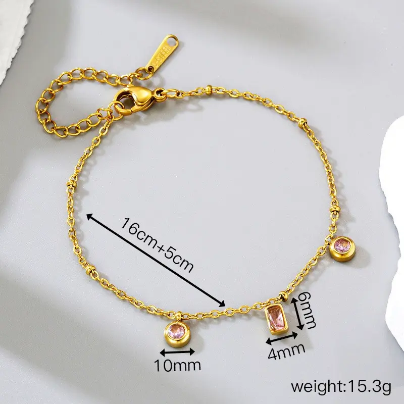 3 purple Zircon stone Gold Plated Bracelet - Image 3