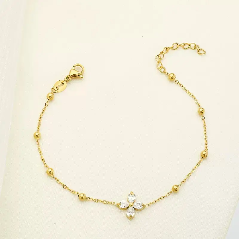 8 Ball 1 Flower Zircon Stone Bracelet - Image 2
