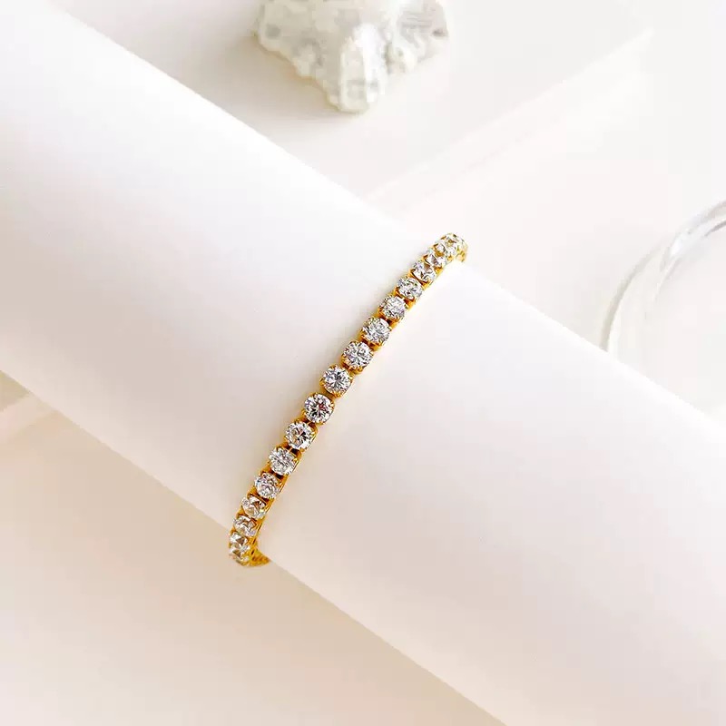 22 karet Stainless Steel Gold Plated White Zircon Stone Bracelet - Image 3