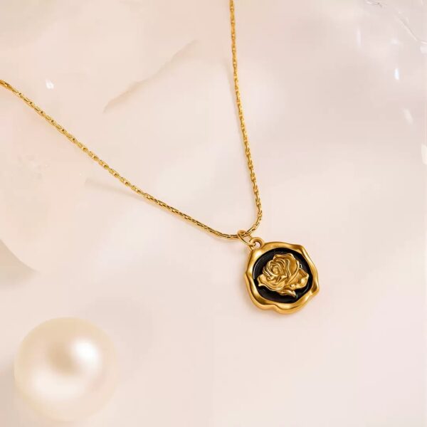 Alternative view of Special Rose Sealed Pendant 22Karet Gold Plated Necklace