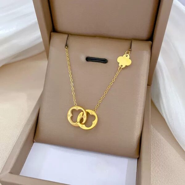 Round Interlock Hanging Pendant 22Karet Gold Plated Necklace