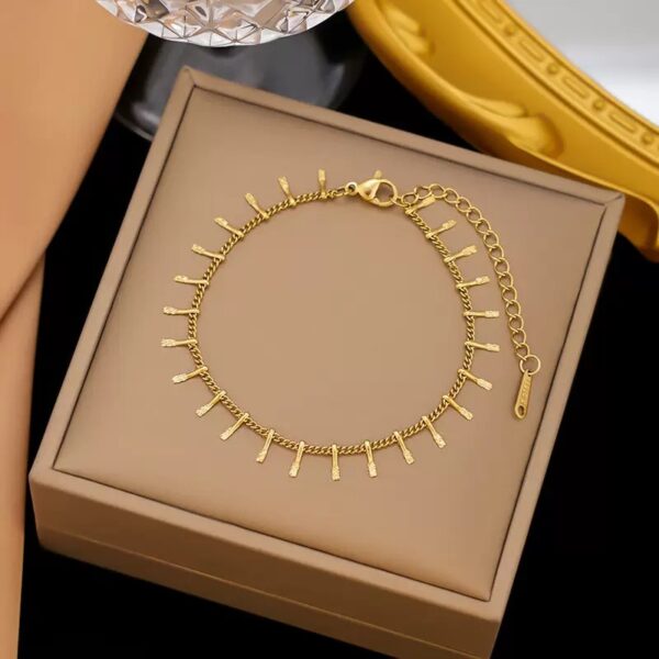 Alternative view of Multiple Pin Stainless Steel Gold Plated Chain Bracelet