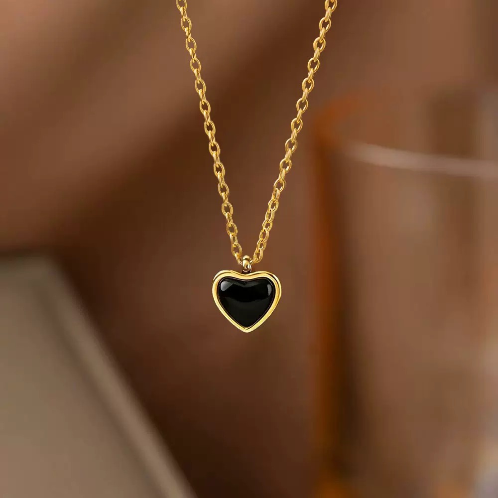 Dark Love Hanging Pendant 22Karet Gold Plated Necklace - Image 2
