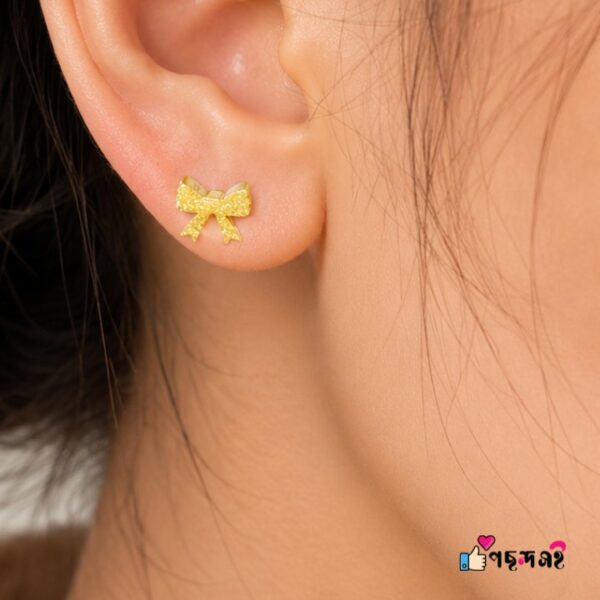 Bow Tie Design Shining 22karet Gold Plated Earrings