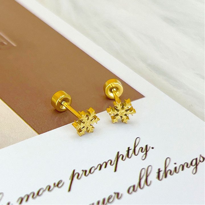 Snow Crystal Shining 22karet Gold Plated Earrings - Image 2